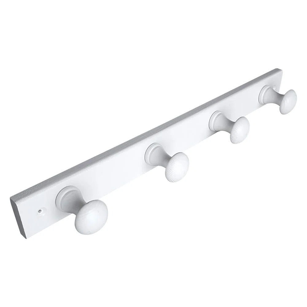PERCHA Pared 4 Pomos madera pino lacado blanca 485 X 50 X 72 MM