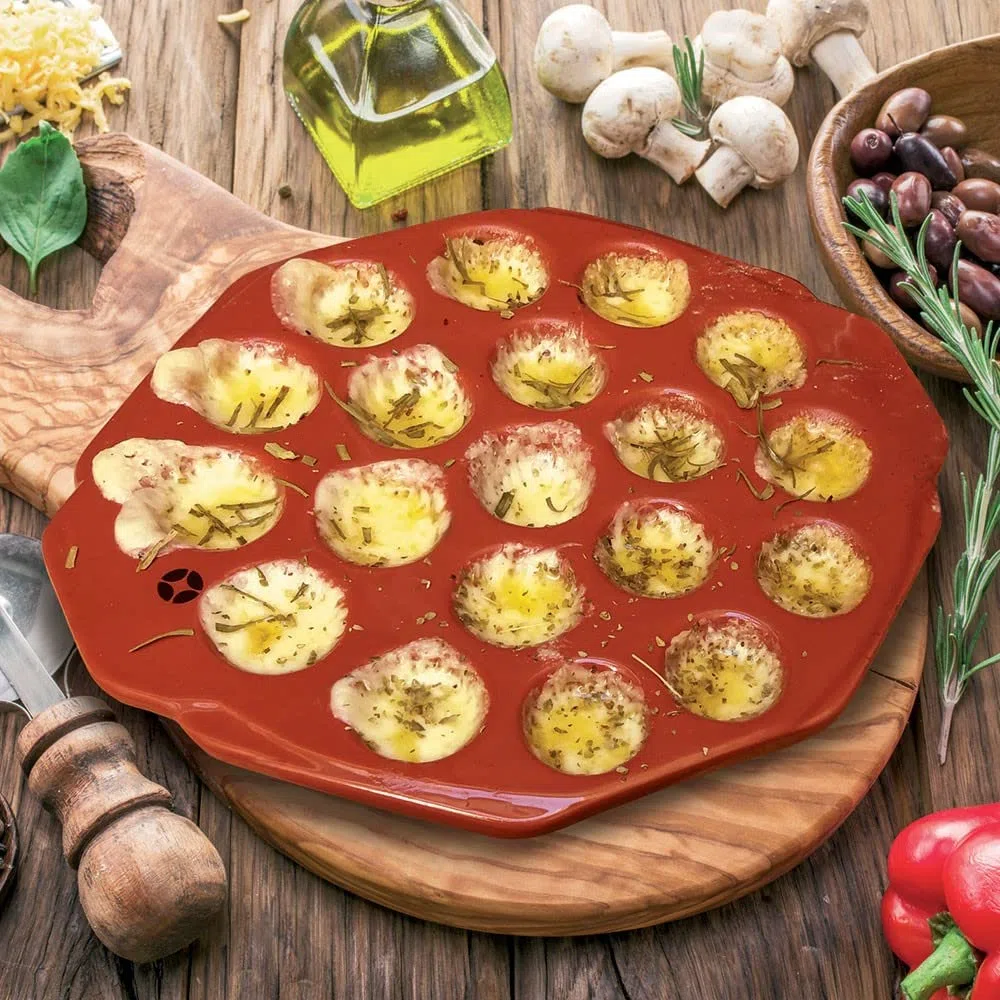 EDM PROVOLONERA,25X21,5X2,5CM Ceramica Terracota Apto para MICROONDAS, Horno O Parrilla PREPARA DELICIOSAS PORCIONES DE Queso Fundido PROVOLONE, Fundido por Dentro Y CROCANTE por Fuera