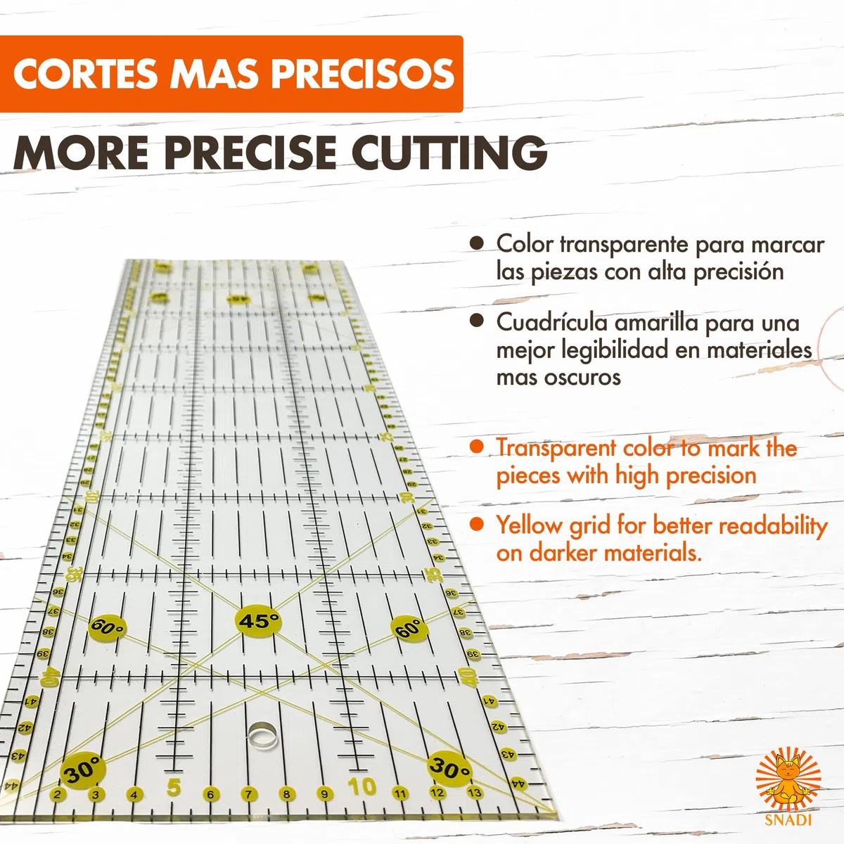 Regla de Patchwork 15 x 60 cm | Corte Preciso para Costura y Manualidades | Reglas de Patronaje | Acrílico Duradero | Visibilidad en Telas Oscuras | Quilting | Transparente