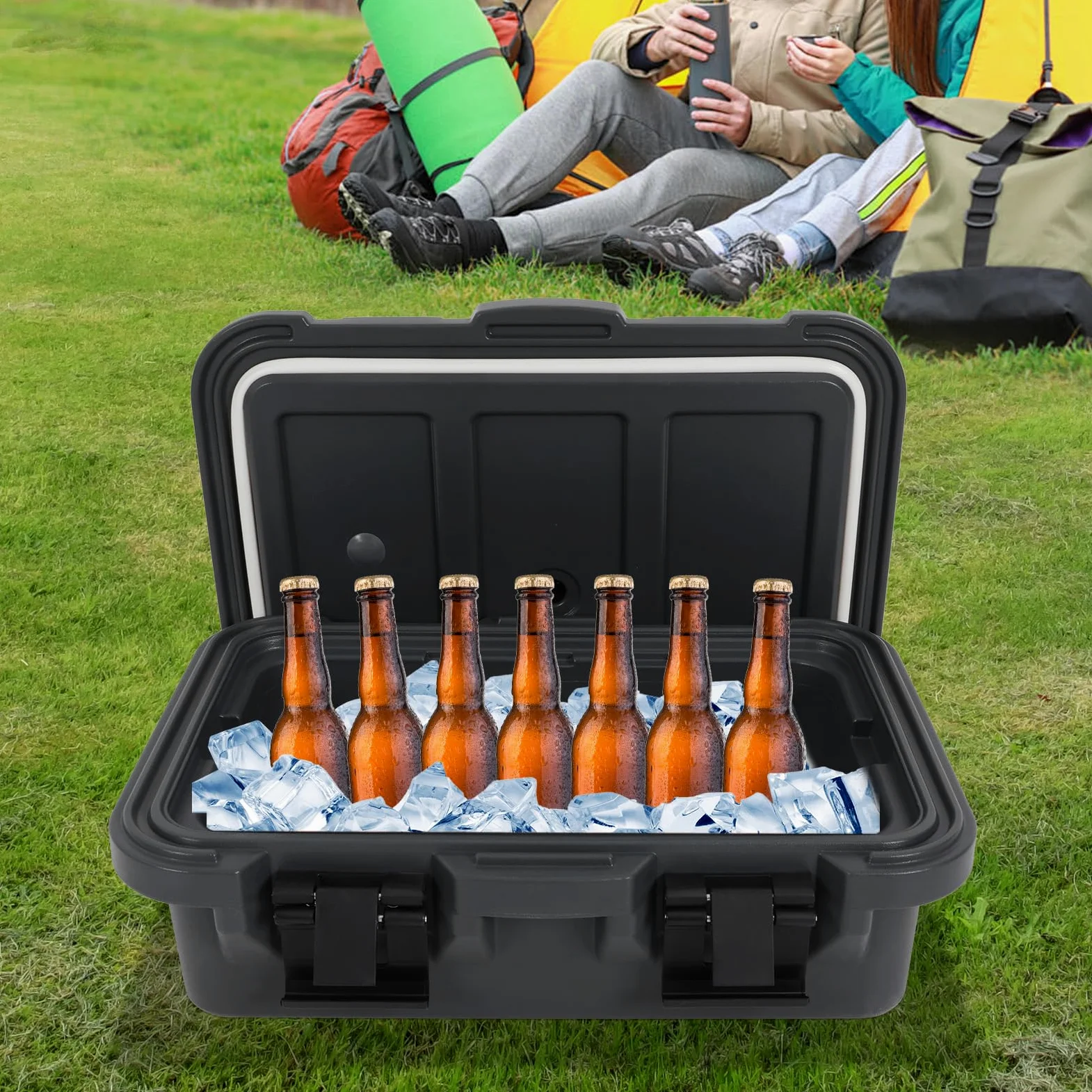 Recipiente aislante, 15,85 QT, 8 h, compatible con GN | Caja térmica para catering, 63 x 44 x 21 cm, para gastronomía y picnic