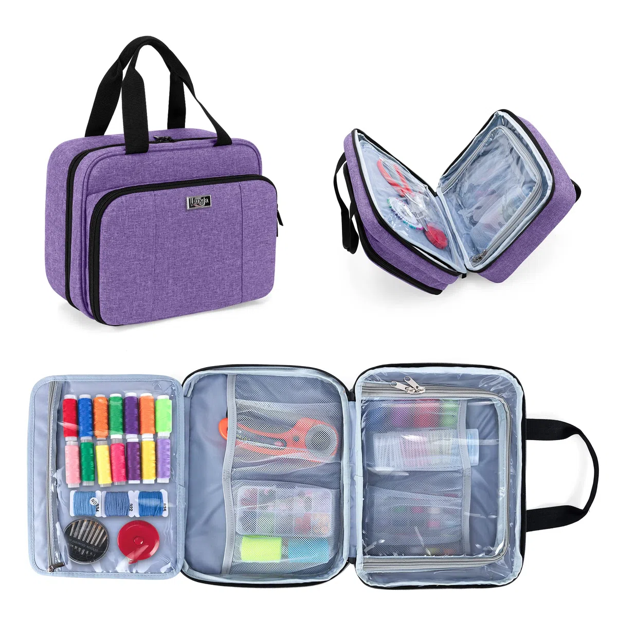 Luxja Costurero Grande, Organizador para Accesorios de Máquina Coser, Bolsa para Accesorios de Máquina Coser para el Hombro, Patente Pendiente(Sin Accesorios), Púrpura