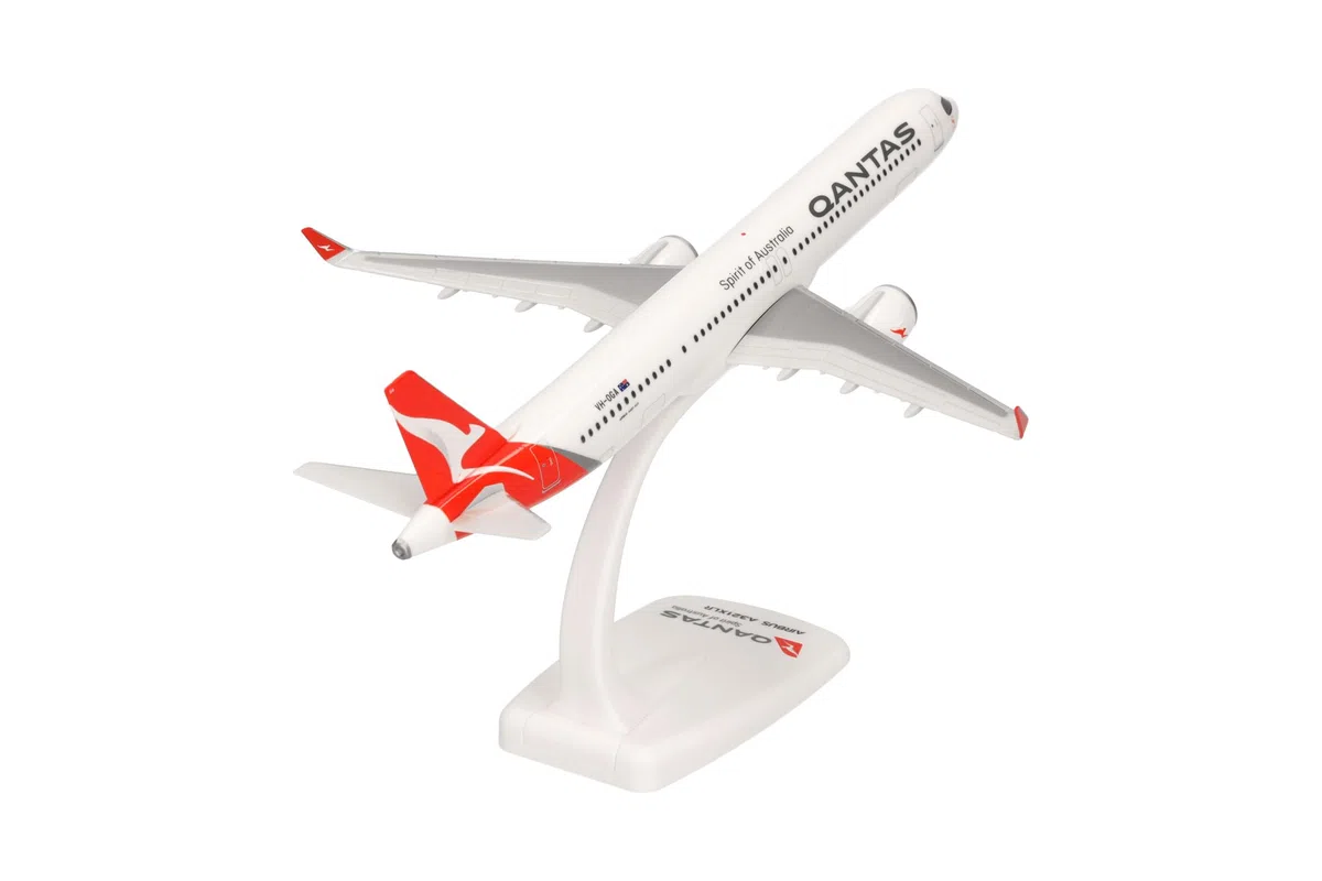 Herpa Miniatura del avión Qantas Airbus A321XLR - Snap-Fit, Escala 1/200, Modelo prefabricado, maqueta de colección, modelismo, avión con Soporte, Figura plástico