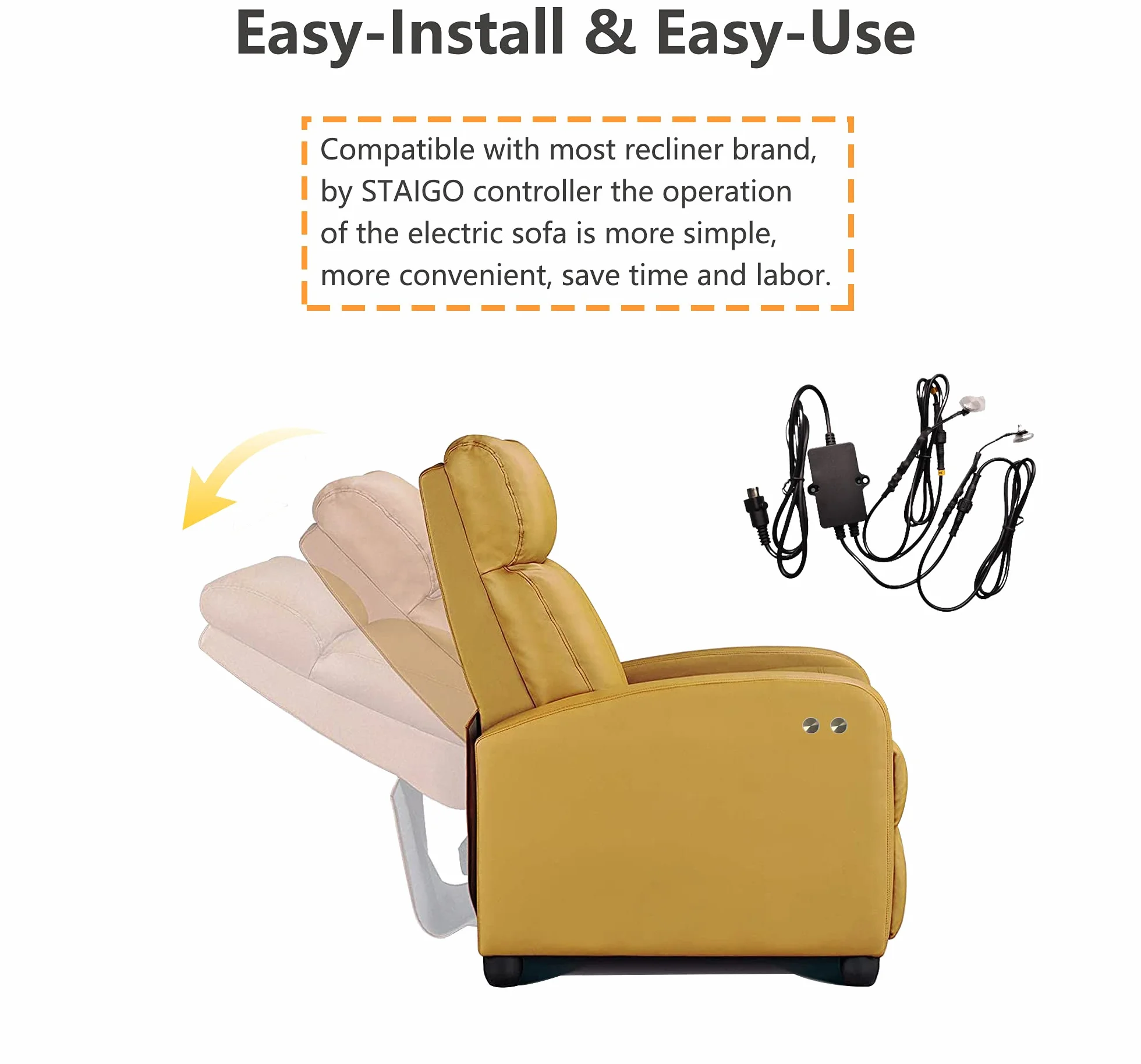 STAIGO Sensor tactil Caja de Control Reemplazo Sillas Elevadoras/Sillones reclinables eléctricos/Fuente de alimentación Sofá para limusinas/Okin/Kaidi