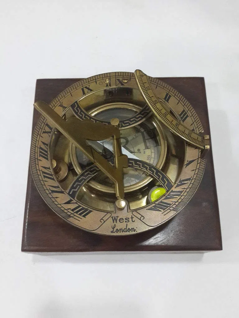 Reloj de Sol Antiguo brújula Estilo marítimo con Caja de Madera West London