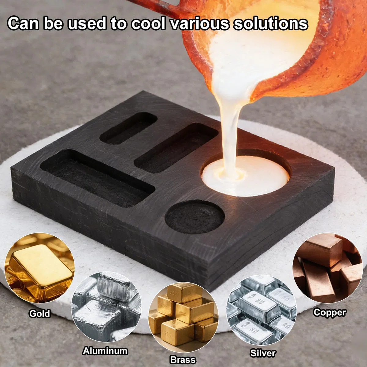 2uds Moldes Lingotes Grafito 5-en-1, Mini Moldes Fundición Metal para Fundir & Refinar Plata Latón Zinc Aluminio Oro Cobre DIY Fabricación Joyas & Suministros Trabajo Metal