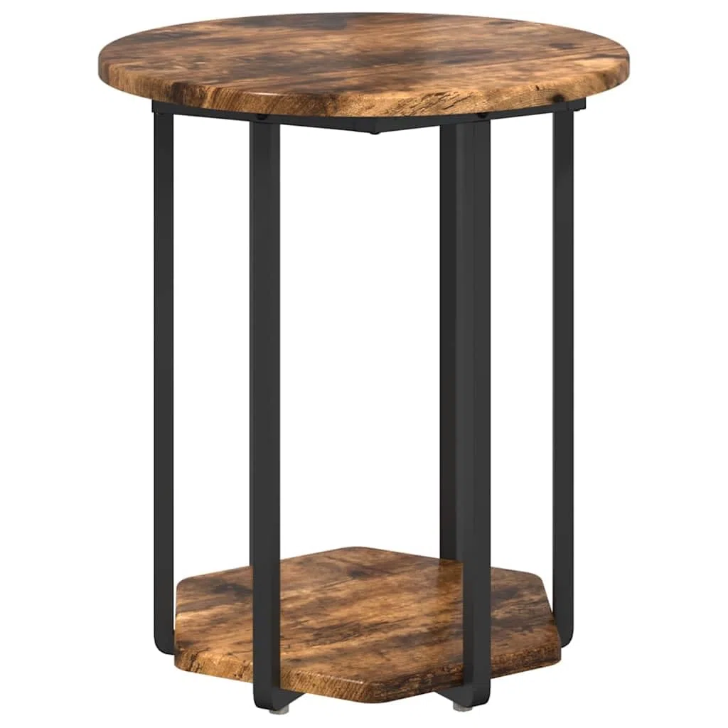 Juego de 2 mesas auxiliares de diseño industrial, mesa de centro con estante de madera y metal, mesas auxiliares cuadradas para salón y dormitorio, mesas auxiliares cuadradas, 50 x 50 x 50,5
