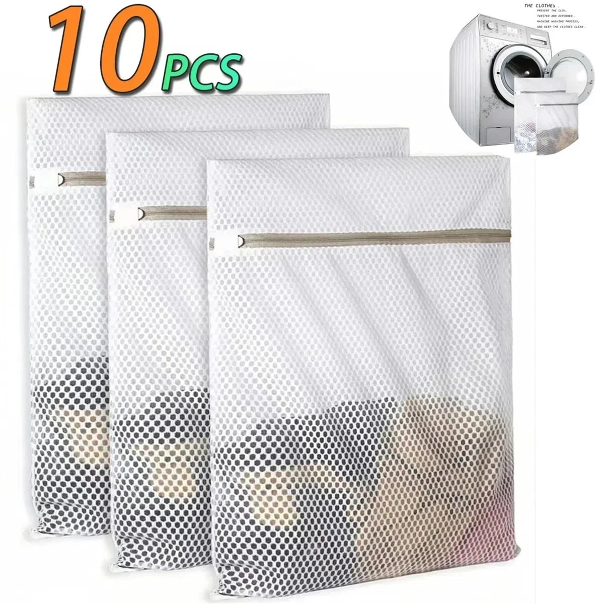 Bolsa Lavadora Bolsas de malla for lavandería, bolsa protectora for ropa delicada, tela red duradera, almacenamiento sucia, organización viaje, 1-10 Uds(10PCS,60X60CM)