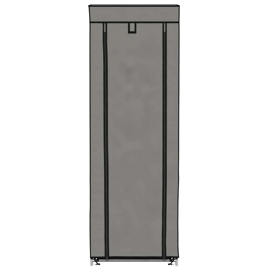 Zapatero con cubierta gris 57 x 29 x 162 cm de tela, 8 niveles para hasta 20 pares de zapatos, almacenamiento de zapatos con funda de tela no tejida