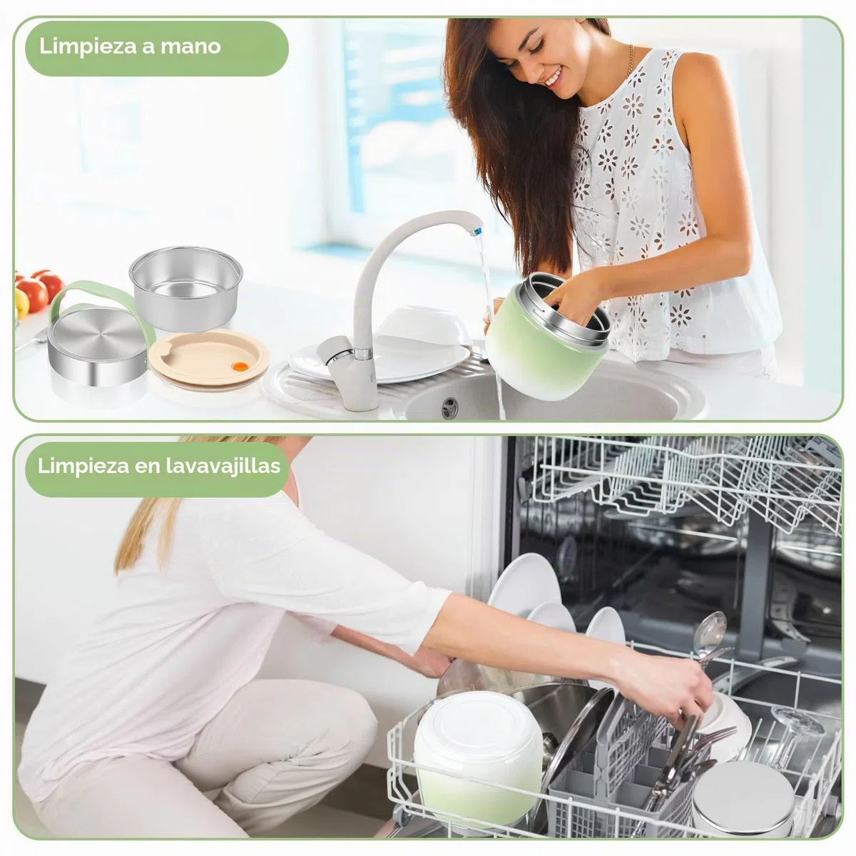 Contenedor térmico para alimentos, 1200 ml, de acero inoxidable 304, contenedor térmico para alimentos, termo para alimentos, a prueba de fugas con tapa, cuchara y bolsa térmica (verde)