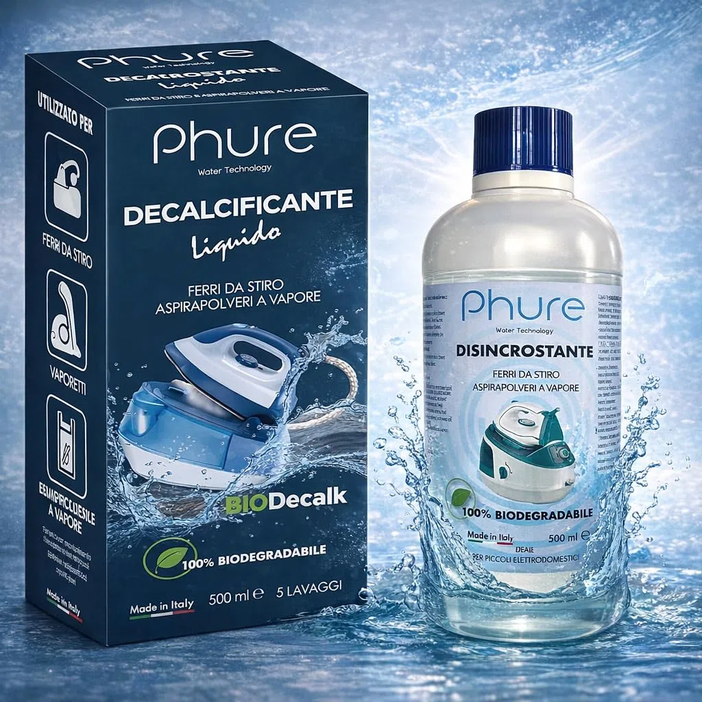 PHURE Bio Decalk - Descalcificador descalcificador concentrado universal para planchas y aspiradoras de vapor, para pequeños electrodomésticos, compatible con todas las marcas, biodegradable, 500 ml