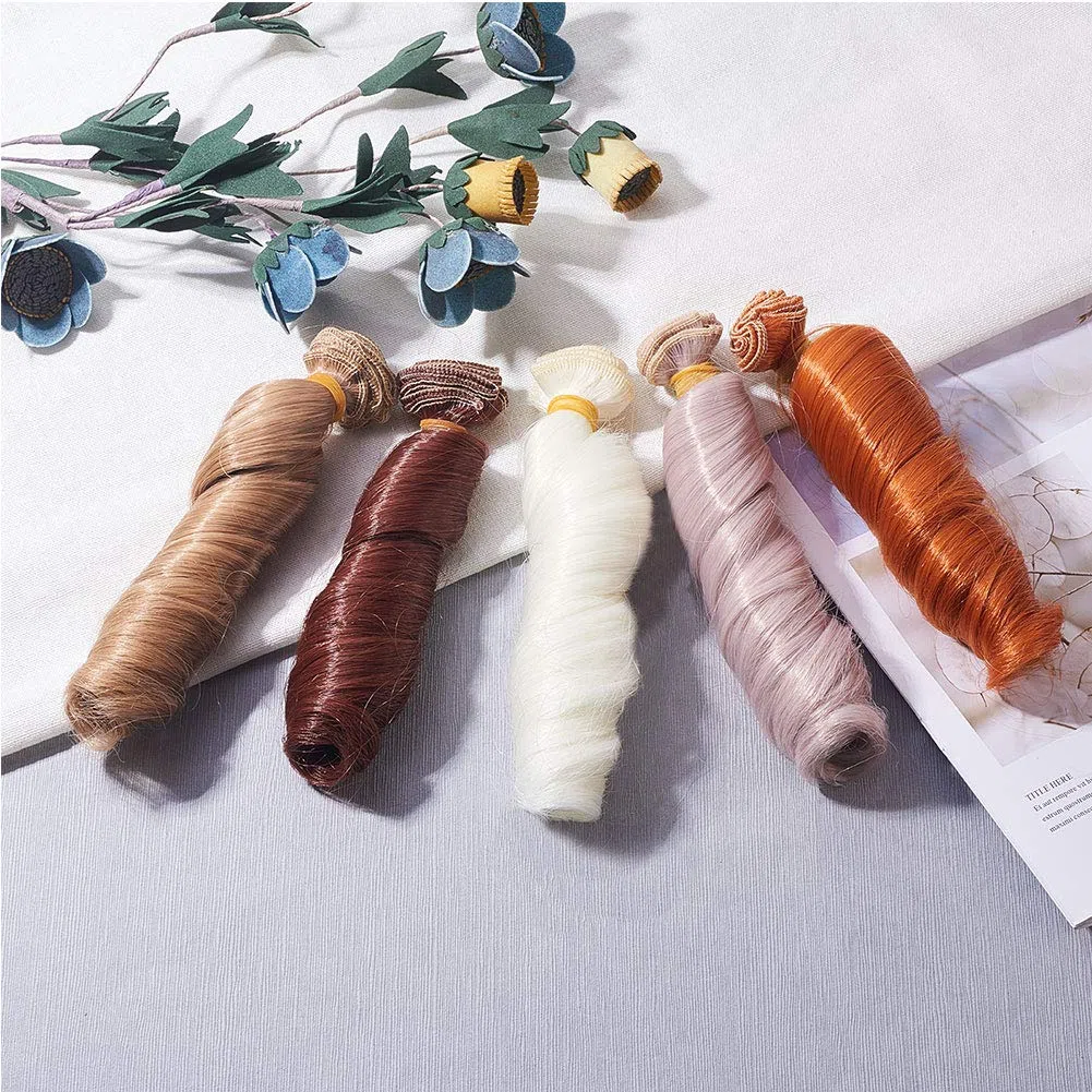 WANDIC Peluca, 10 Colores de 10 Piezas de Alambre de Alta Temperatura rizos Peluca para Artes y Manualidades, fabricación de muñecas, Disfraz de Mujer