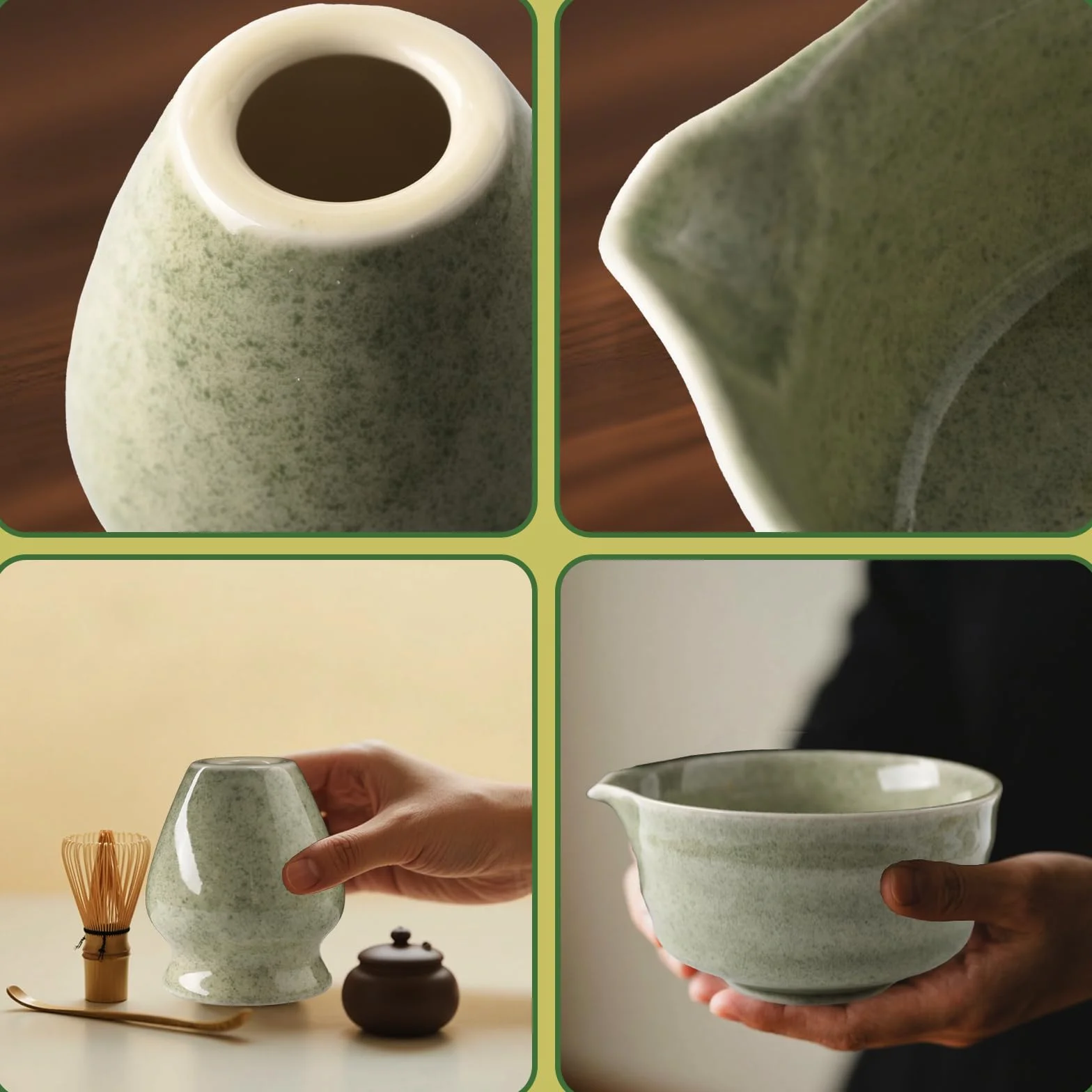 Matcha set Juego de té Matcha de 5 piezas Juego de té japonés batidor de Matcha de Chasen Cuenco de Matcha Cuchara (Chashaku) Colador Soporte para Batidor para hacer té Matcha