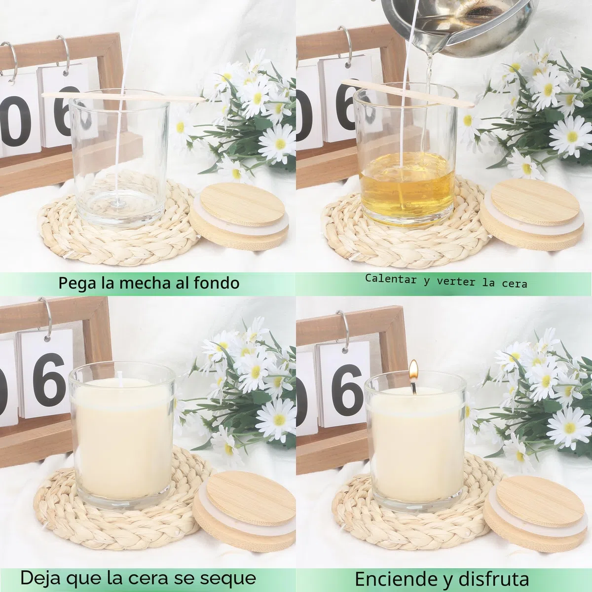 MILIVIXAY - Juego de 12 tarros de vidrio transparentes vacíos de 200 ml con tapas para la fabricación de velas, especias, recipientes de polvo