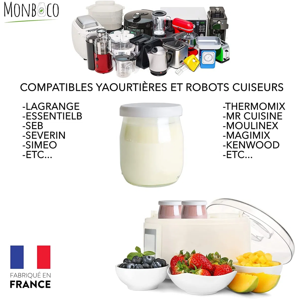 Juego de 12 Vasos yogurtera de cristal con tapa hermética | para yogurtera y robot de cocina (thermomix, etc) | 142 ML / 125G | Un bolígrafo borrable de cortesía