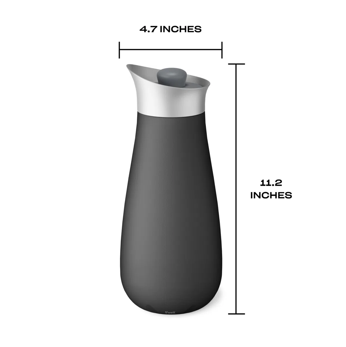 S'well Jarra de acero inoxidable con tapa de silicona, 1,5 L, ónix, recipiente aislado al vacío de triple capa que mantiene las bebidas frías durante más tiempo, sin BPA