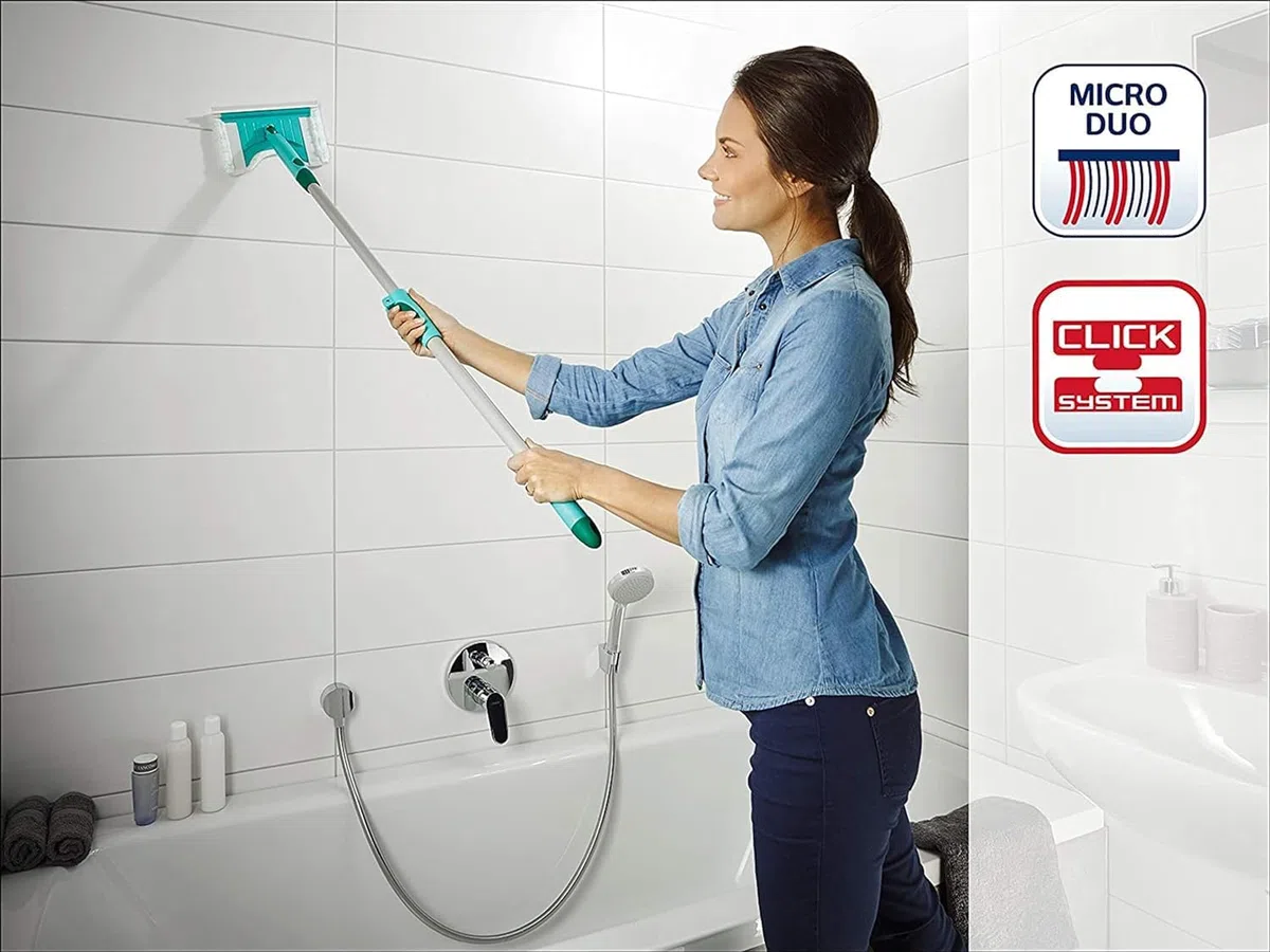 Leifheit Limpia Azulejos FLEXiPad con Mango TELESC. 1041700, Verde, Pack de 1 Unidad (41700)