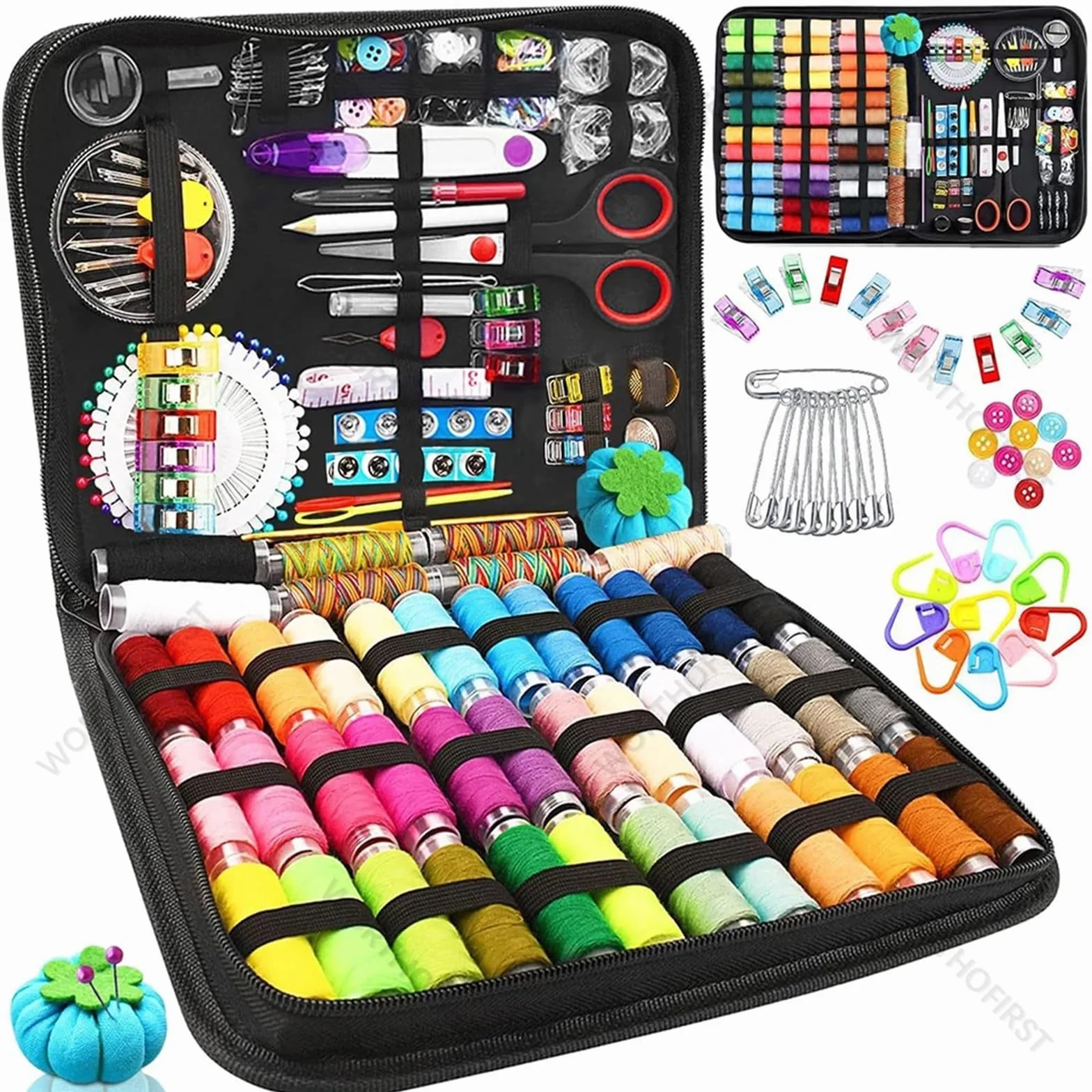 Juego de caja costura multifuncional for bricolaje, portátil, for coser a mano, herramientas bordado, accesorios for el hogar Kit de costura de viaje(304Pcs)