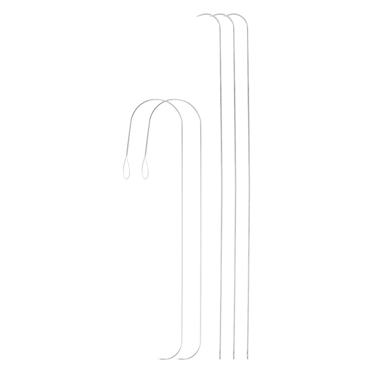 HARFINGTON 5 agujas giratorias de cuentas de 0,6 mm y 0,7 mm de diámetro, agujas de costura curvadas de acero inoxidable para bordar