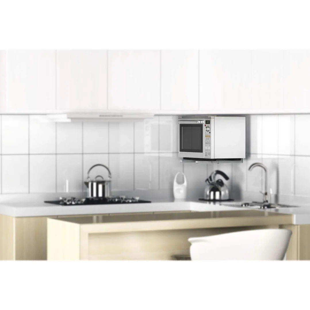 XAVAX | Soporte de pared para microondas y hornos grill, (Hasta 30 kg de carga máxima, Medidas ajustables, Montaje sencillo), Color Blanco