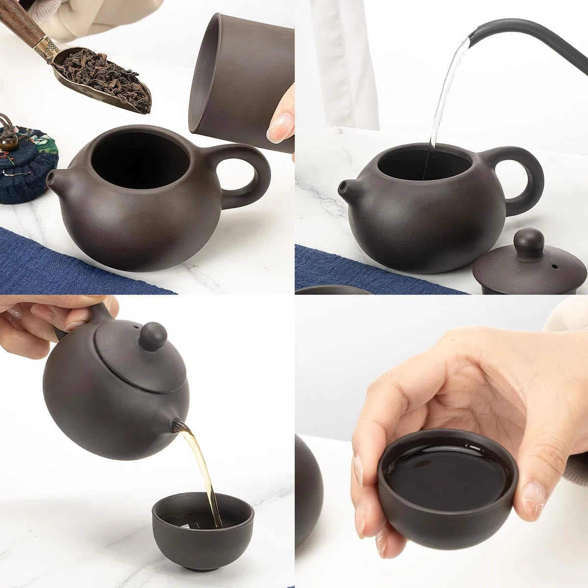 Juego de Té Chino Portátil Juego de Té Gongfu Kung Fu, Bolsa de Regalo Portátil Todo en Uno para Viajes, Regalos para El Hogar la Oficina y Actividades al Aire Libre