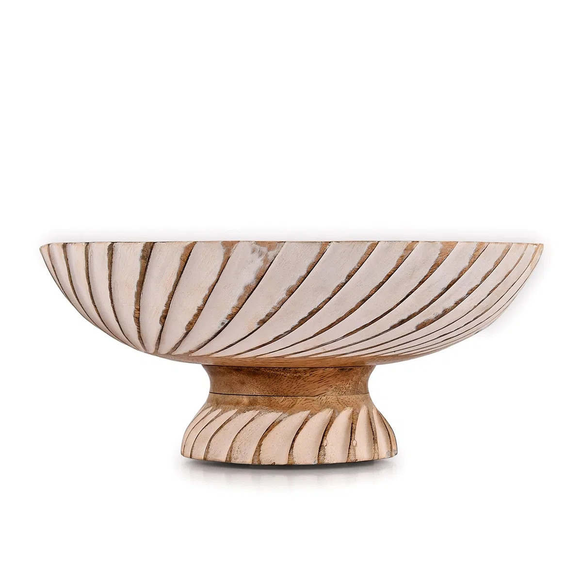 Frutero de madera de mango, cuenco de pedestal para decoración de mesa, para encimera de cocina, cuenco de frutas secas (30,48 cm x 30,48 cm x 12,06 cm)