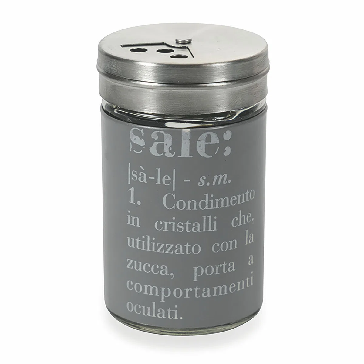 Villa d'Este Home Tivoli Victionary - Juego de condimentos de aceite, vinagre, sal y pimienta de vidrio y acero inoxidable, soporte de acero, color gris