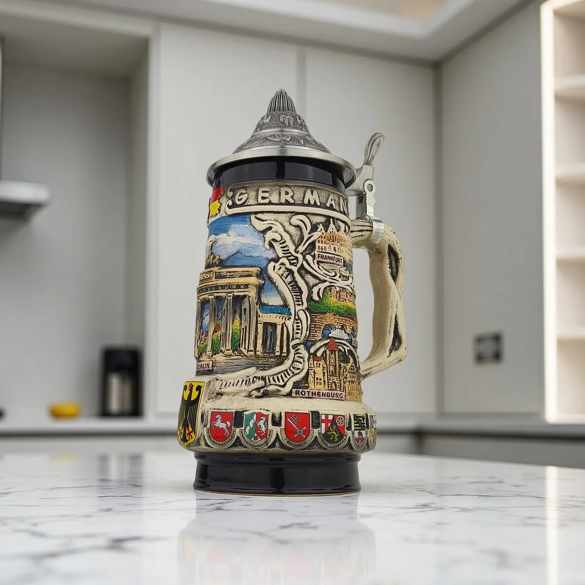 Jarra de cerveza con tapa, 0,7 l, diseño tradicional de Alemania, para casa, colección y festival de cerveza, idea de regalo para hombres, papá y amantes de la cerveza