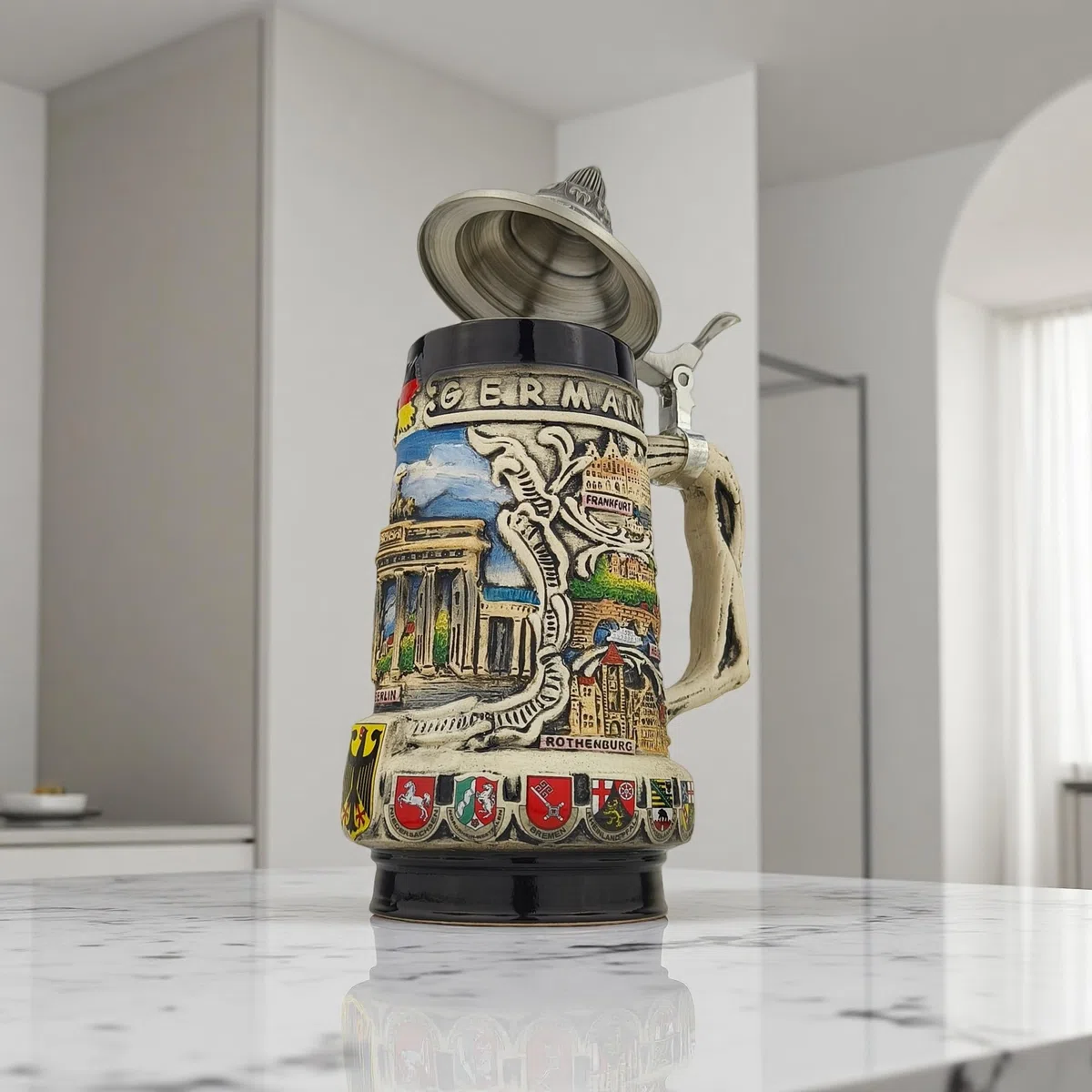 Jarra de cerveza con tapa, 0,7 l, diseño tradicional de Alemania, para casa, colección y festival de cerveza, idea de regalo para hombres, papá y amantes de la cerveza