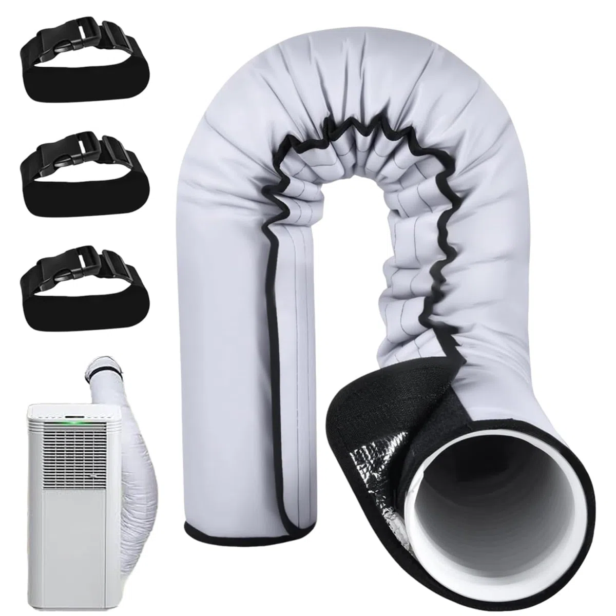 Cubierta de manguera de aire acondicionado, cubierta de manguera de aire acondicionado portátil, protección de manga de aislamiento de CA para tubos de escape de 5 y 5.9 pulgadas de diámetro