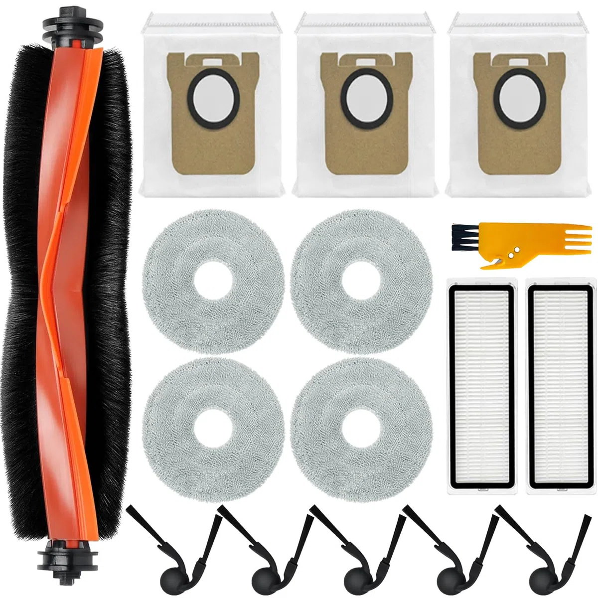 Accesorios aspiradora para XIAOMI Robot Vacuum 5/5 Pro, 1 cepillo principal, 2 filtros, 3 bolsas para el polvo, 4 toallitas, 5 cepillos laterales, Robot Vacuum 5 Pro piezas de repuesto