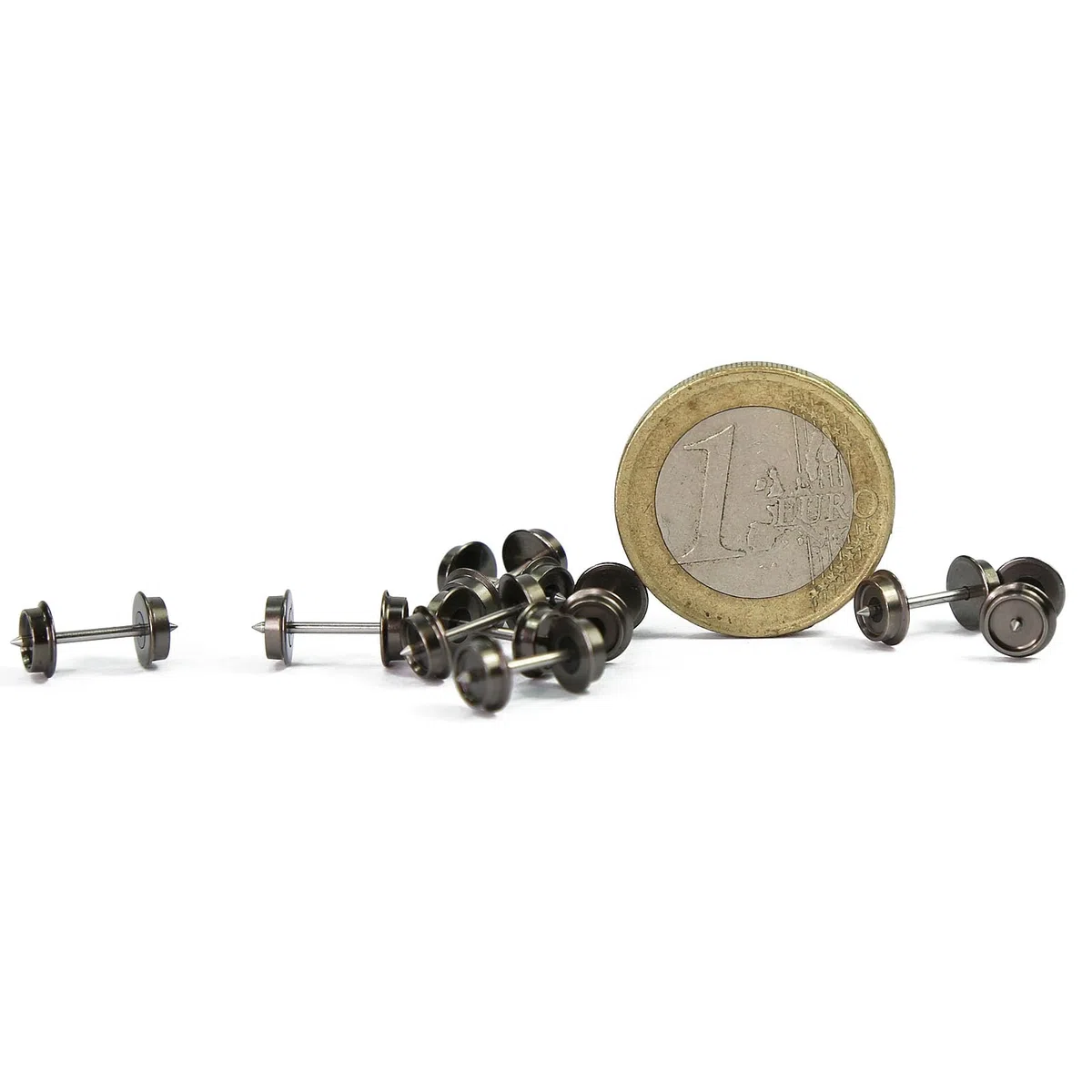 Evemodel 12 piezas carril N 1:160 juegos de ruedas 33" Metal eje DC ruedas para modelo de ferrocarriles