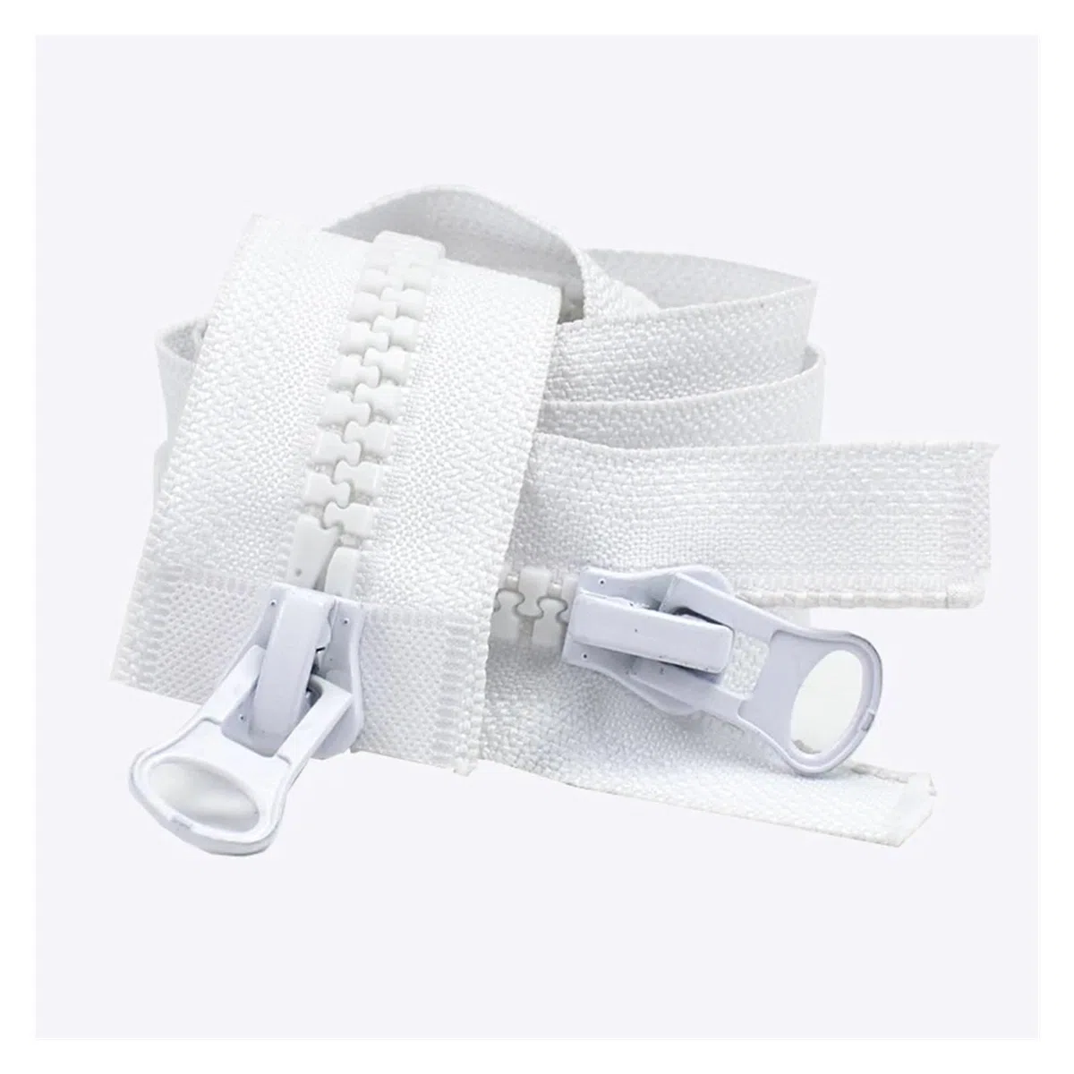 cremalleras para coser, 2 cremalleras blancas y negras de doble cursor con extremo abierto for coser abrigos, ropa, tiendas campaña accesorios bricolaje(White,60CM-NO5)