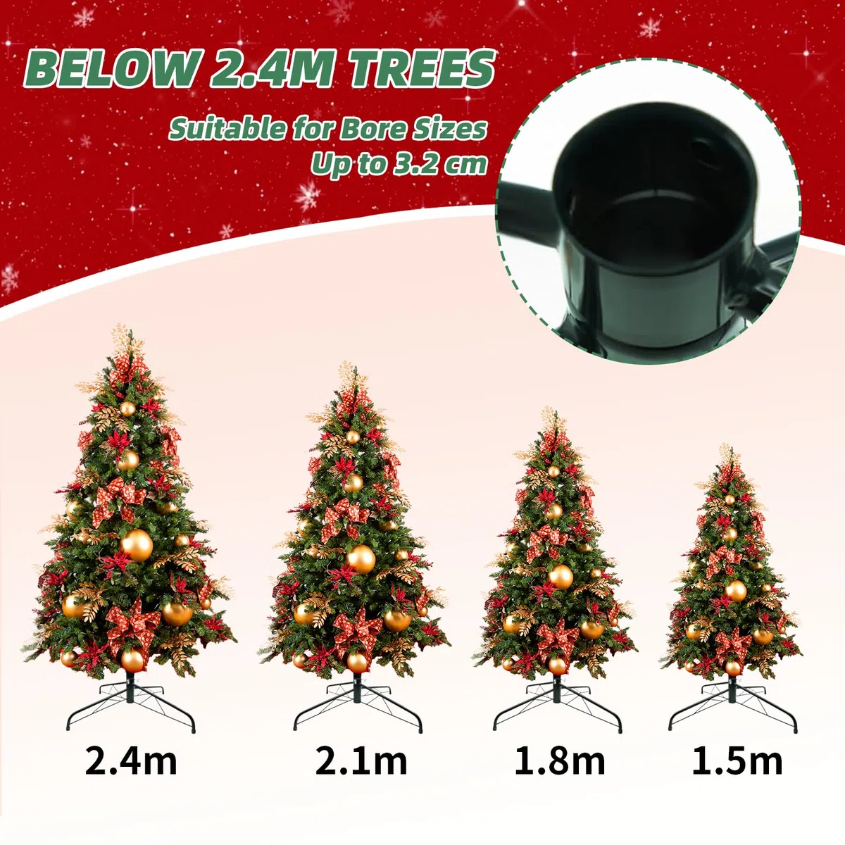 Soporte de base para árbol de Navidad, 60 cm, soporte de metal para árbol de Navidad de 4, 5, 6 y 7 pies (60 unidades)