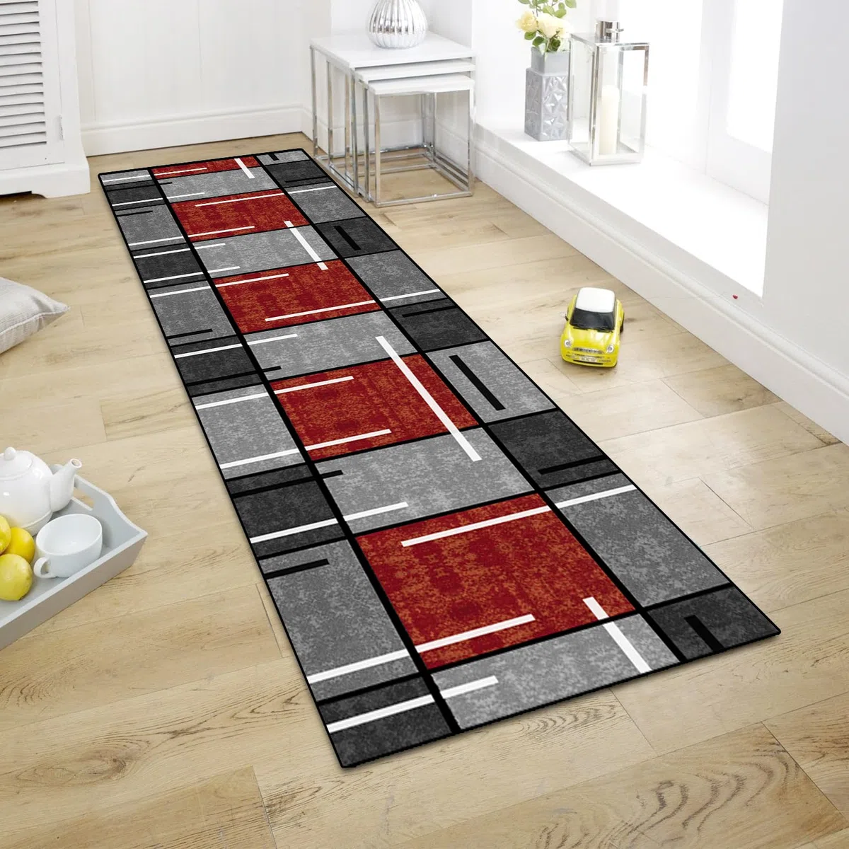 WTHYGB Alfombra de pasillo de 2 x 5 pies, antideslizante, lavable a máquina, para entrada, interior, alfombra larga y moderna, alfombra de pelo bajo de 6 mm para dormitorio, lavandería, cocina