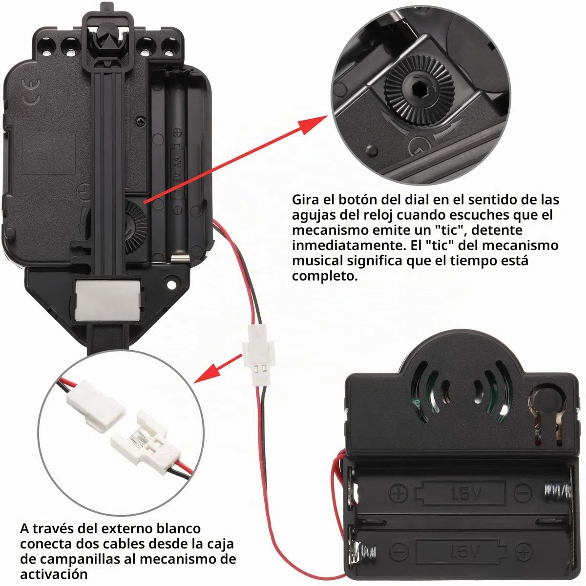 HICARER Péndulo de Cuarzo Trigger Clock Movement Chime Caja de música Completer Pendel Clock Kit con 3 Pares de Picas, fantasía, manecillas Rectas