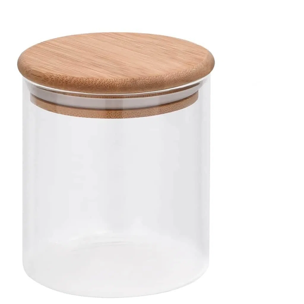Tarros de almacenamiento con tapa de bambú, juego de 10 unidades, cristal transparente, 600 ml, apilables, para cocina, despensa, herméticos para dulces y ordenar
