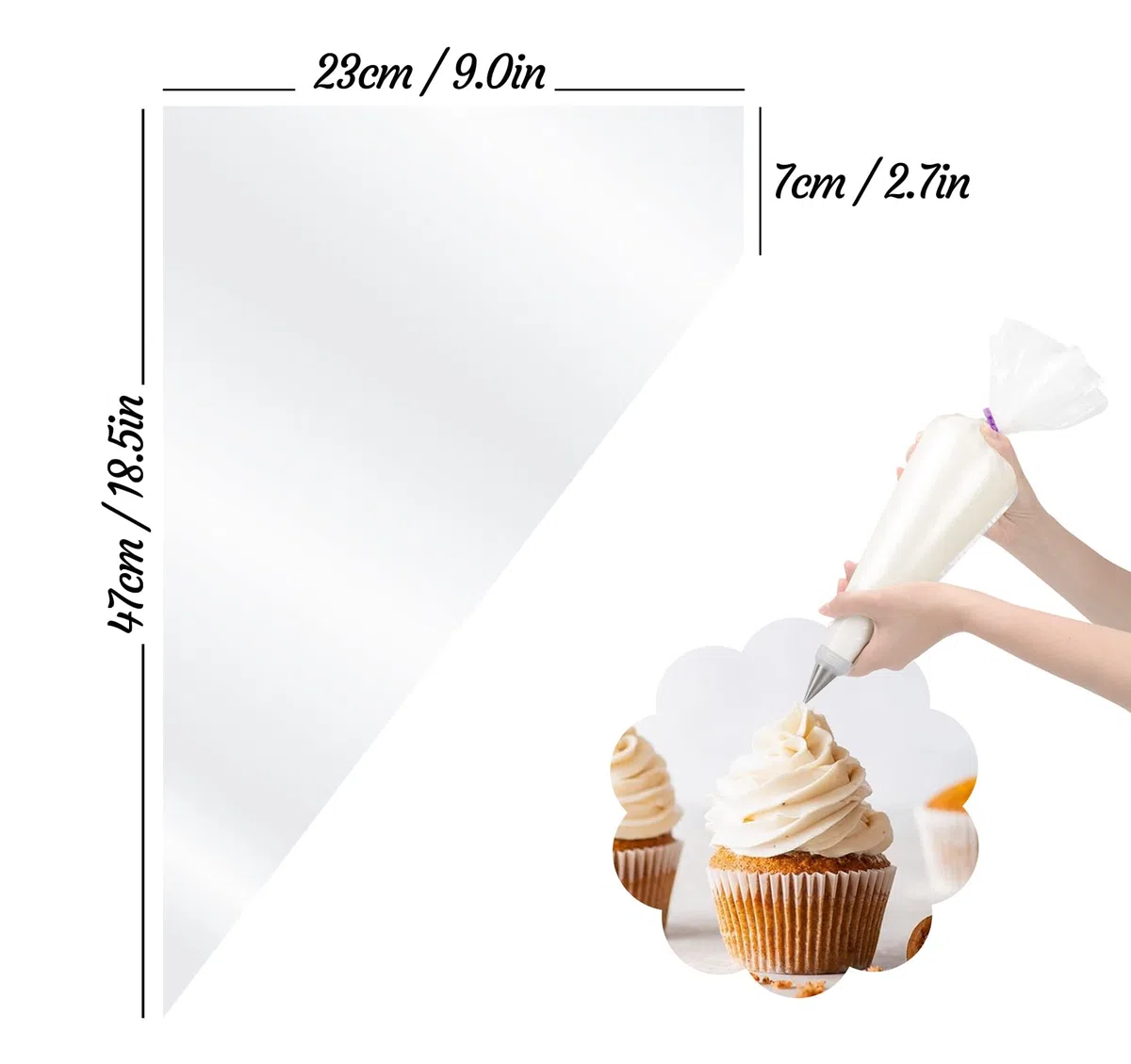 Homewit Bolsas pasteleras grandes 47 cm, desechables, 100 unidades, manga pastelera, decoración hornear galletas