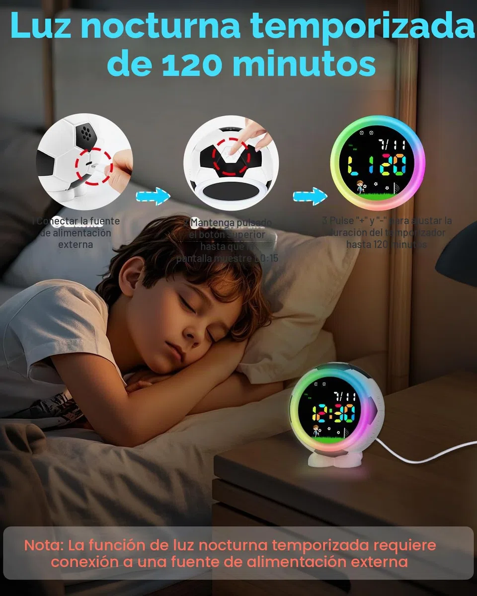 Juboos Despertador Infantil Sin Tictac Con Función De Repetición Y Luz Nocturna, Funciona Con Pilas, Despertador De Cuarzo Para Niños Y Niñas