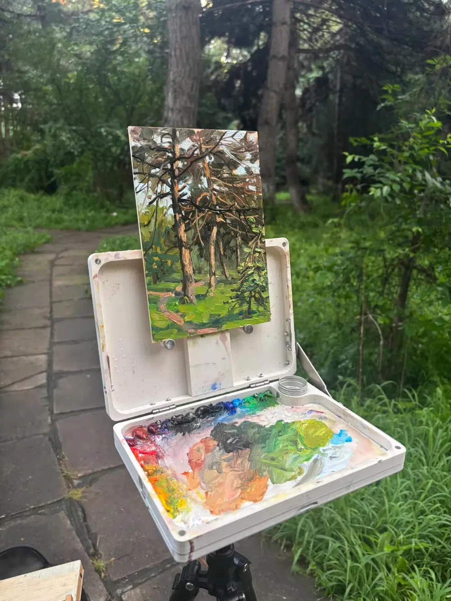Caja de Bocetos para Pintura al Óleo, Caballete de Escritorio Plegable, con Recipiente para Óleo Incorporado, Abrazadera para Lienzos de hasta 50 CM