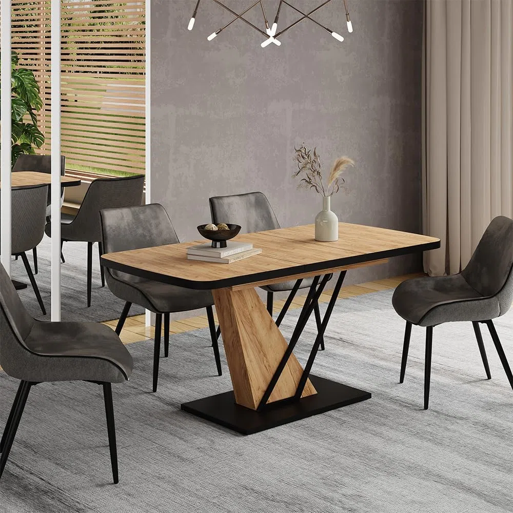 Vicco Mesa de Comedor Fenaro, Roble Dorado, 120-160 x 80 cm | extensible, extensible hasta 160 cm con placa adicional integrada