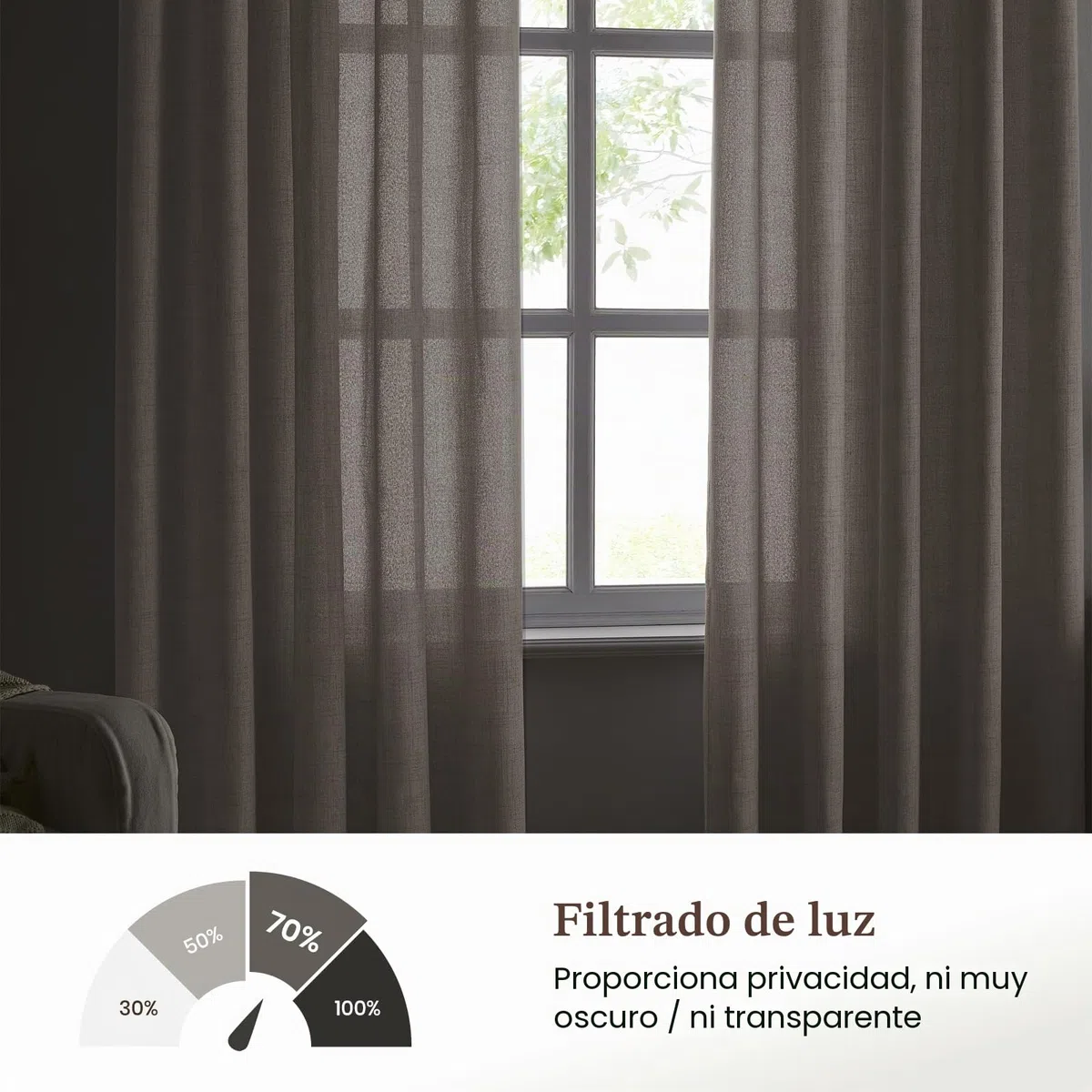 Melodieux Cortinas Visillos Beige para Salón Cortinas Dormitorio 2 Piezas, 140x225cm