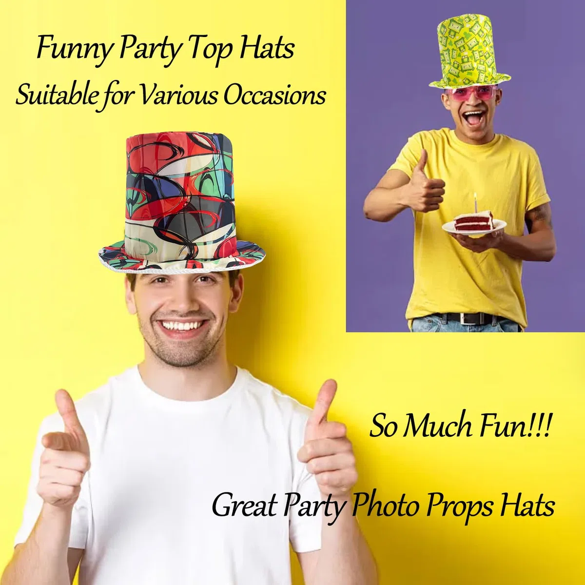 12 sombreros divertidos de fiesta con patrones surtidos, sombreros de fiesta de cumpleaños, accesorios para cabina de fotos, sombreros de fiesta locos, accesorios para hombres, mujeres y