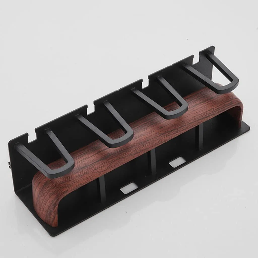 Estante Para Cepillos de Dientes Soporte de cepillo de dientes de grano de madera montada en la pared estante de almacenamiento multifuncional soporte for la pasta de dientes del baño con accesorios d