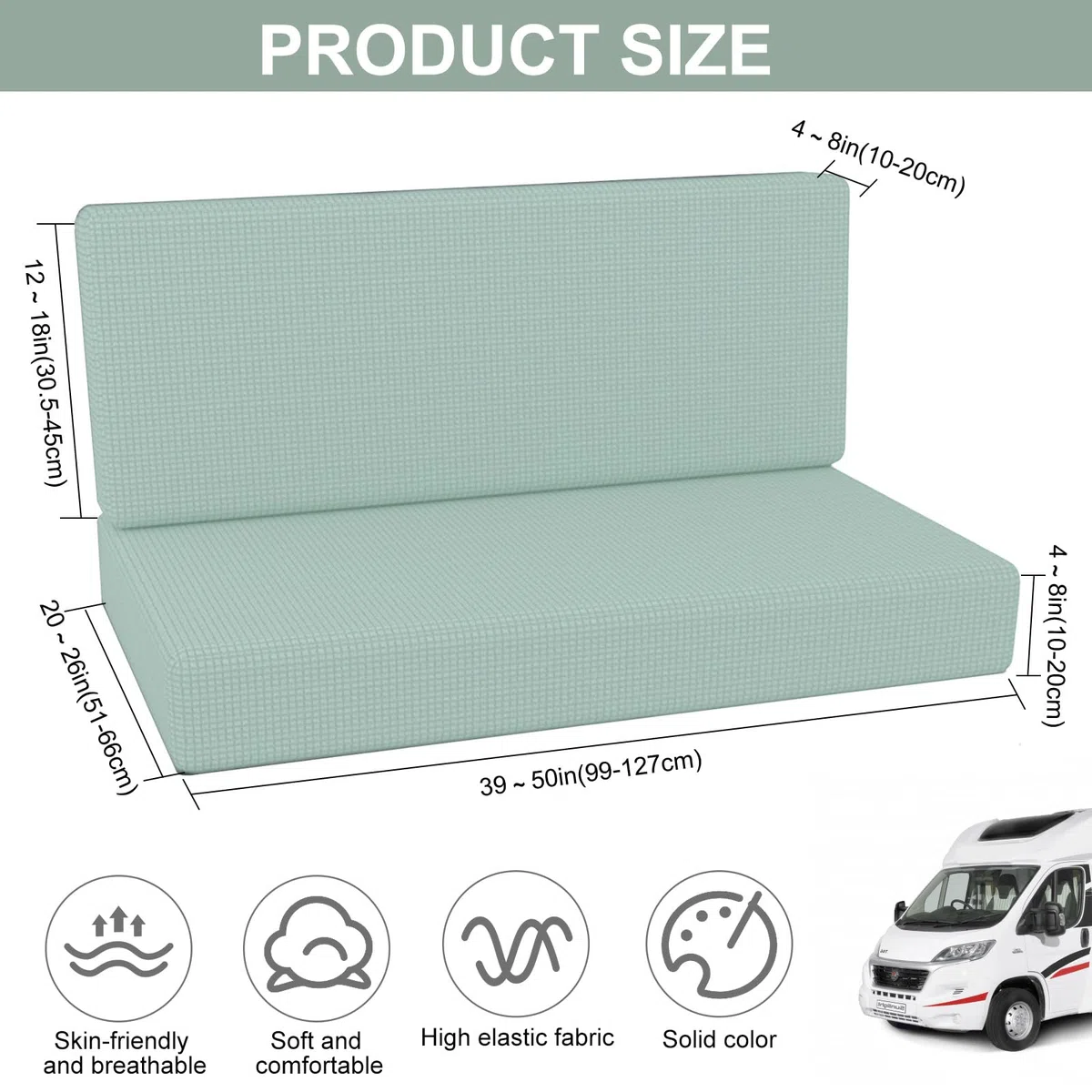 MeYuxg 2 Fundas de Cojín para Mesa de Comedor(1 Juego),Fundas de Asiento para Autocaravanas,Lavables, Fundas de Sofá para Remolques,Fundas Elásticas de Sofá, para RV, Restaurantes (Verde Menta)