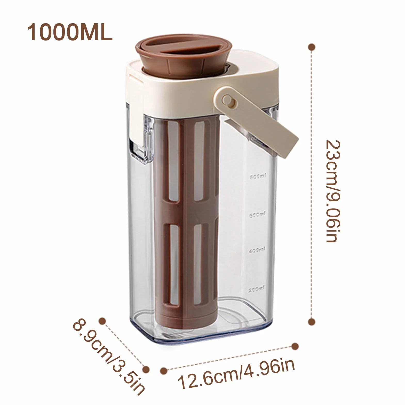 Cold Brew Coffee Maker, Iced Tea Pitcher Brewer, 9,06 x 4,96 x 3,5 pulgadas Tarro de resistente con asa Ideal para té helado, limonada, hogar, trabajo y bebidas de verano