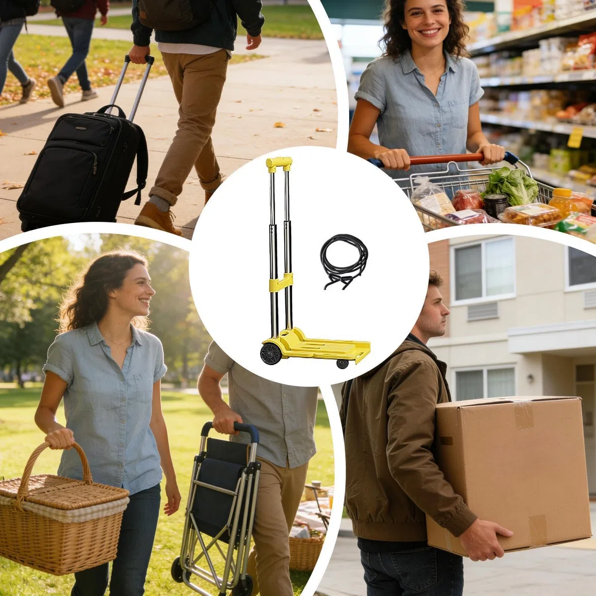 de equipaje plegable – de viaje de 31 pulgadas | Carrito de viaje portátil de aleación de polipropileno de 100 kg con correa para transporte pesado en aeropuerto o garaje