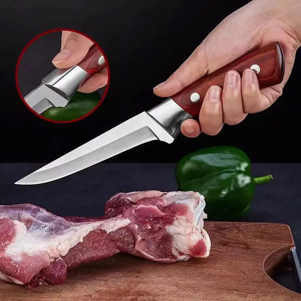 GOUDE Cuchillo japonés de Cuchillo Premium, Cuchillo de Lavado de Acero Inoxidable para carnicería de Carne peleando Cuchilla Afilada Cuchillos de Cocina de Caza
