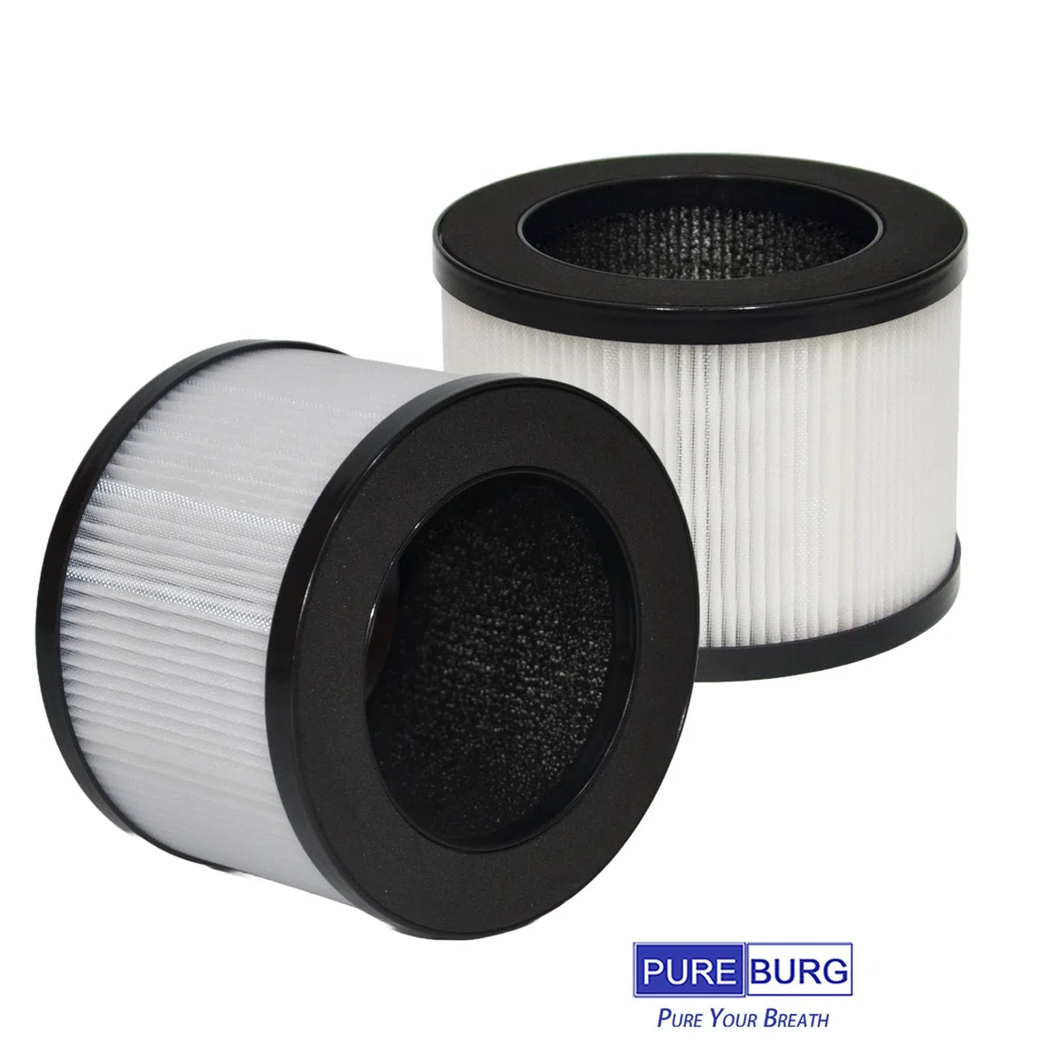 PUREBURG Filtro de repuesto compatible con purificador de aire AROEVE JH12 JH01A, paquete de 2 unidades H13 True HEPA carbón activado de 3 etapas de filtración de aire, purificación de polvo, VOCs