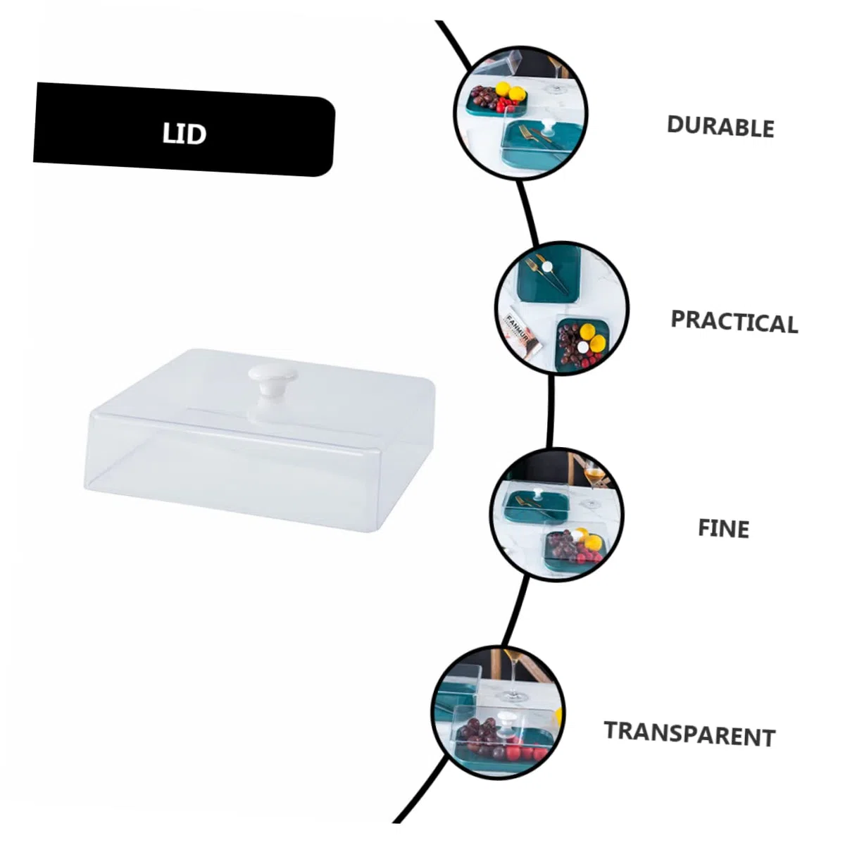 ABOOFAN Cubierta Protectora para Alimentos Grande Cuadrada Transparente, Tapa para Microondas Resistente al Calor, Accesorio de Cocina para Conservación y Prevención de Salpicaduras,
