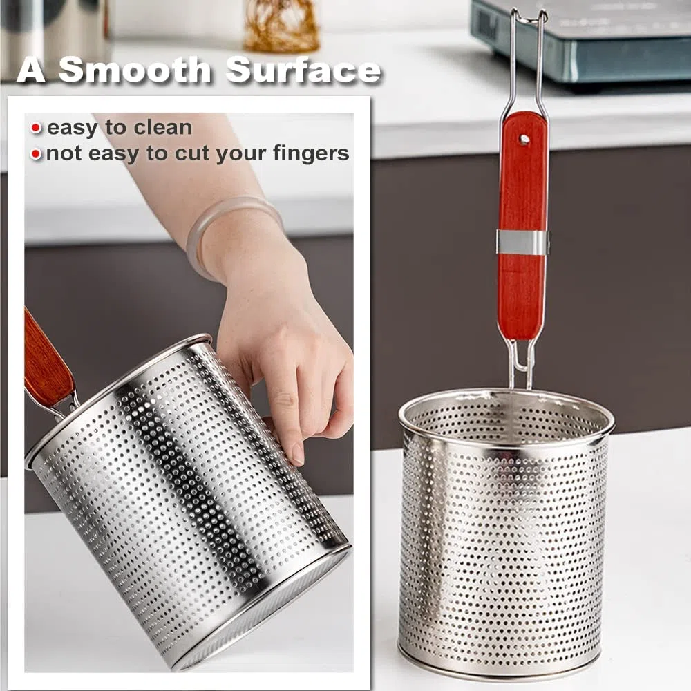 Colador de pasta de acero inoxidable microperforado para alimentos,colador profundo de cocina,2 piezas de colador (diámetro de 5.5 pulgadas,14 cm)